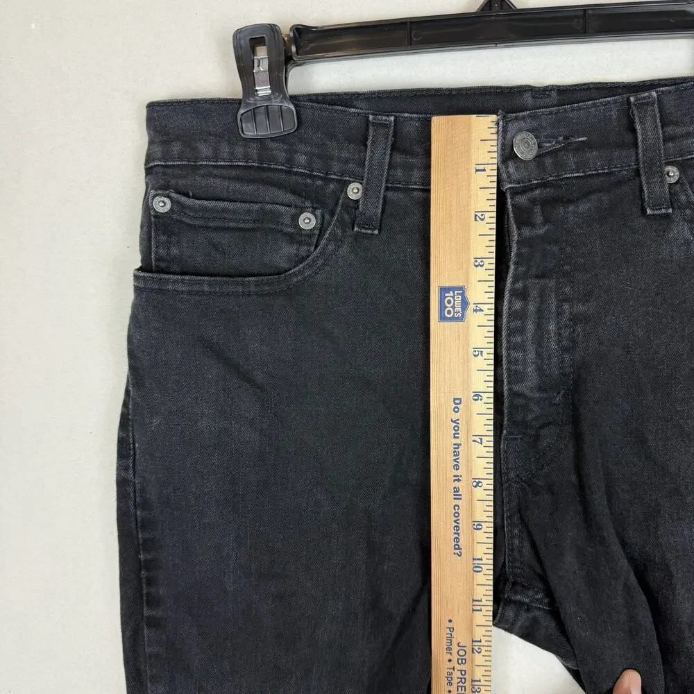 Levi's 511 Jeans Men 34x26 Black Denim Frayed Hem Mid-Rise Slim Fit Straight Leg